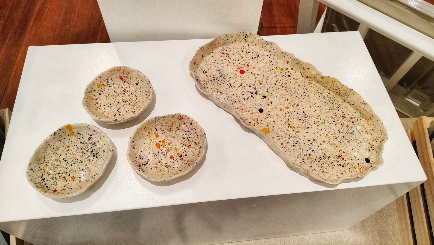 Pottery Platter & set of 3 Dip Bowl Workshop Saturday the 30th of August 3PM-5:30PM