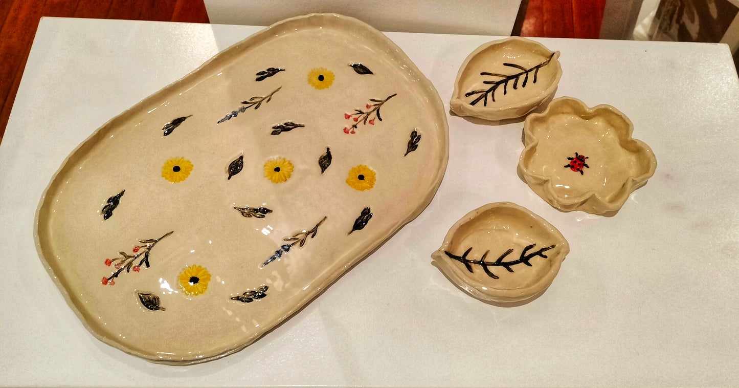 Pottery Platter & set of 3 Dip Bowl Workshop Saturday the 30th of August 3PM-5:30PM
